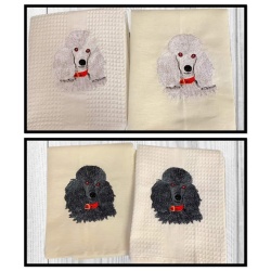 EMBROIDERED TEA TOWEL – FACE OF A POODLE