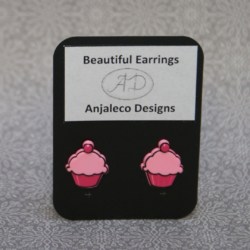 Happy Cupcake – Beautiful Earrings – 13mm x 15mm – Hypo-allergenic Studs