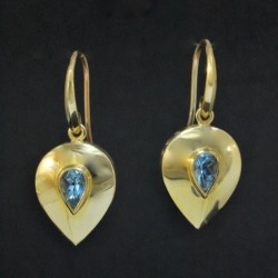 Gold Shield Earring with Topaz