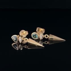 18ct Gold Earrings with Sapphire and Diamond