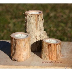 Eco friendly candle holders made of paperbark tree, set of 3