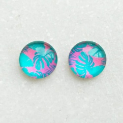 Tropical Monstera Glass stud Earrings