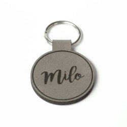 Pet ID Tag circle Faux Leather