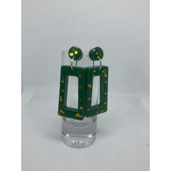Green Rectangles with Gold Stars Studs