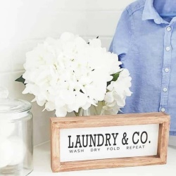 Laundry & Co – Modern Farmhouse Laundry Sign | Handmade Wooden Sign | 30cm x 13cm