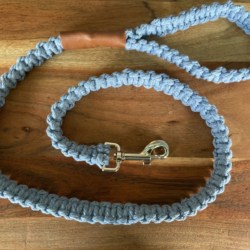 Handcrafted luxury Denim Blue Macrame Dog lead / leash