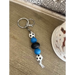 Keychains with clip – Blue Soccer- silver clip