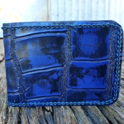 Genuine Leather Mens Blue Embossed Wallet FREE POSTAGE