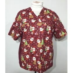 Christmas Unisex Scrub top with knit side Panels. Suit Medical and Healthcare Professionals, Nurses, Doctors, Dentists, Veterinary