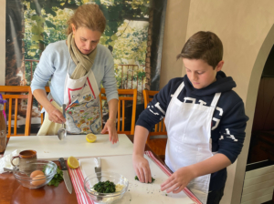 Teaching how to make fresh ravioli