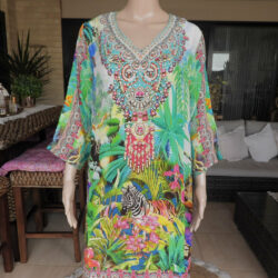 Paradise Resort short silk embellished Tunic Dress